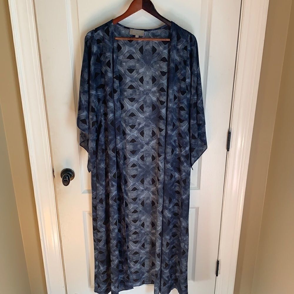New Asher Blue patterned Long Duster Kimono